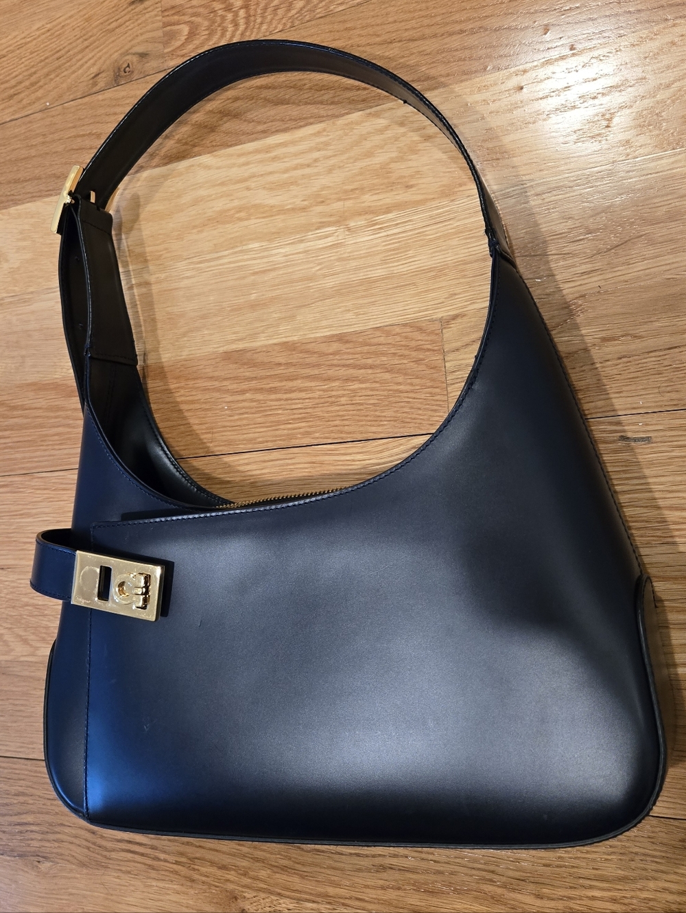 Ferragamo Navy Gancini Shoulder Bag
